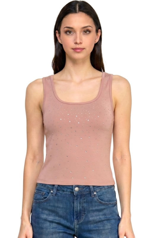 Rhinestone Tank Top – Glam Fit Statement Style