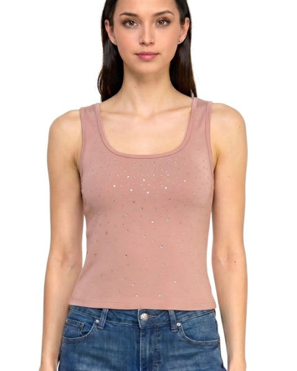 Rhinestone Tank Top – Glam Fit Statement Style