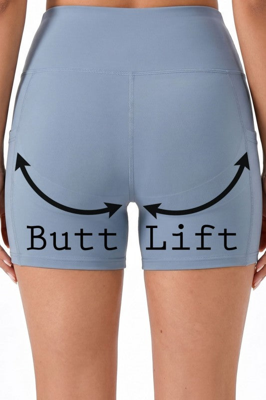 Activewear Yoga Shorts – High Waist Pocket Style