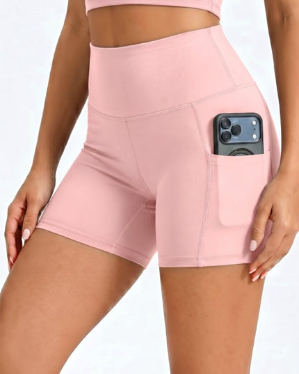 Activewear Yoga Shorts – High Waist Pocket Style