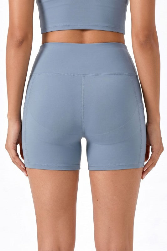 Activewear Yoga Shorts – High Waist Pocket Style