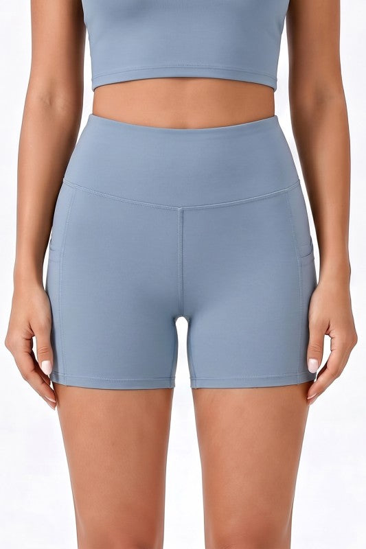 Activewear Yoga Shorts – High Waist Pocket Style