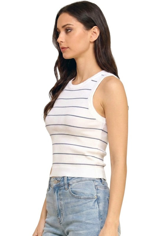 Ribbed Tank Top – Stripe Casual Everyday Style
