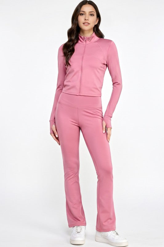 Active Flare Pants Set – Zip Jacket Athleisure Style