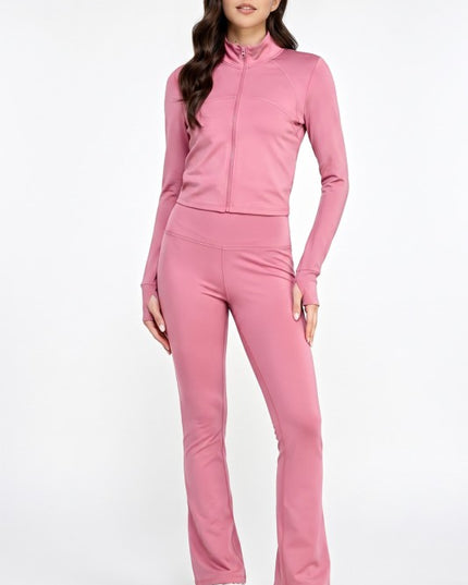 Active Flare Pants Set – Zip Jacket Athleisure Style