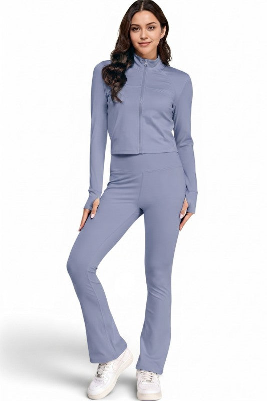 Active Flare Pants Set – Zip Jacket Athleisure Style