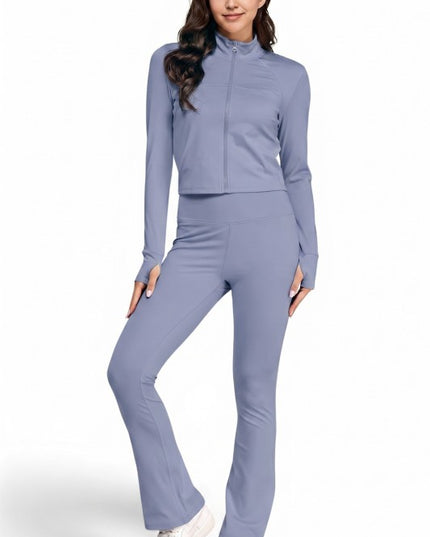 Active Flare Pants Set – Zip Jacket Athleisure Style