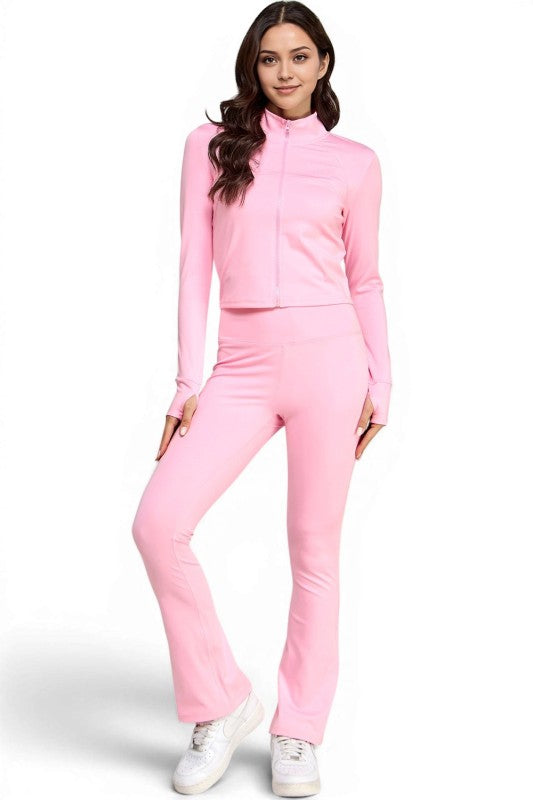 Active Flare Pants Set – Zip Jacket Athleisure Style