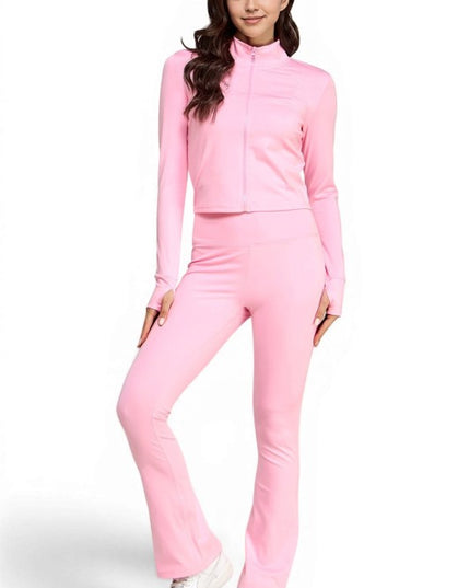 Active Flare Pants Set – Zip Jacket Athleisure Style