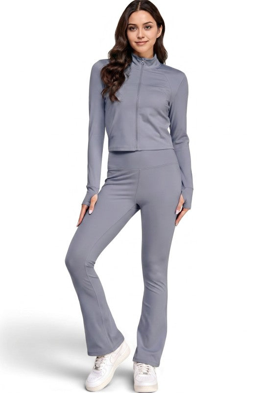 Active Flare Pants Set – Zip Jacket Athleisure Style