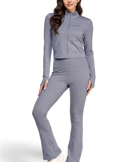 Active Flare Pants Set – Zip Jacket Athleisure Style