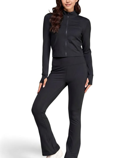 Active Flare Pants Set – Zip Jacket Athleisure Style