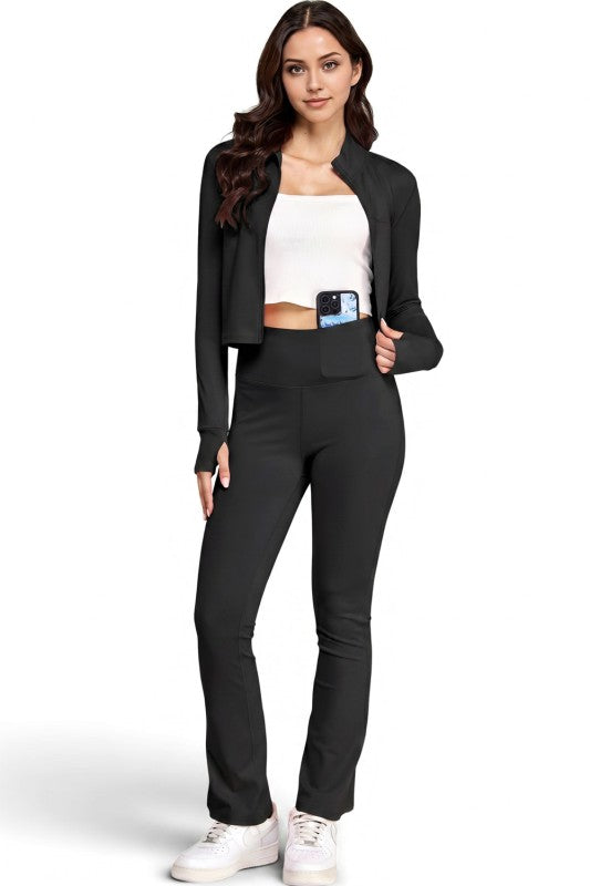Active Flare Pants Set – Zip Jacket Athleisure Style
