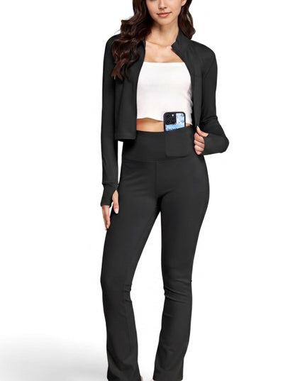 Active Flare Pants Set – Zip Jacket Athleisure Style