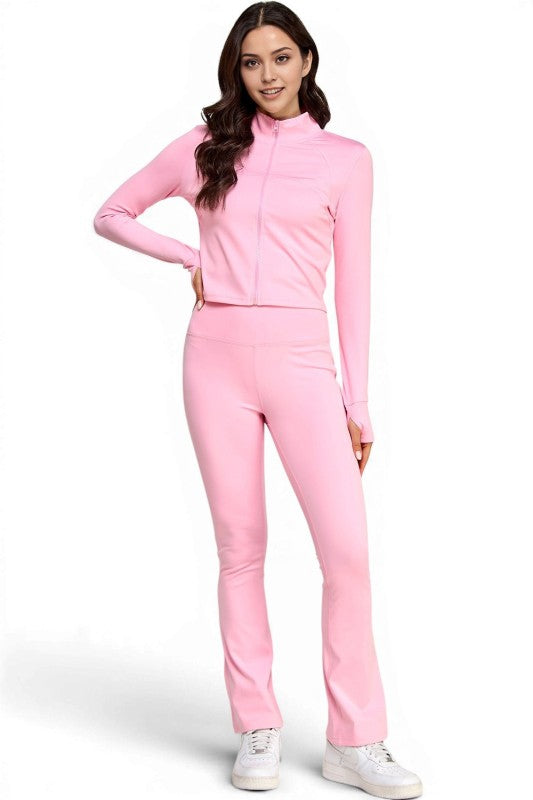 Active Flare Pants Set – Zip Jacket Athleisure Style