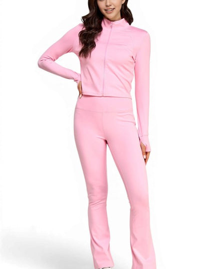 Active Flare Pants Set – Zip Jacket Athleisure Style