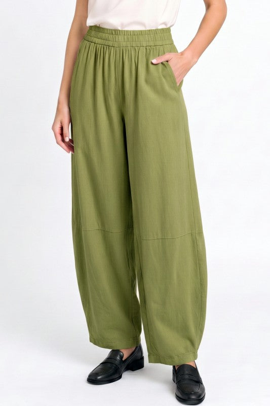 Fiber Linen Hourglass Pants – Elastic Waist Comfort Fit
