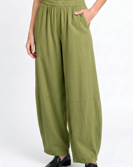 Fiber Linen Hourglass Pants – Elastic Waist Comfort Fit