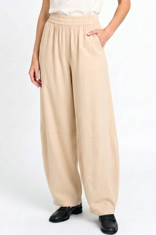Fiber Linen Hourglass Pants – Elastic Waist Comfort Fit