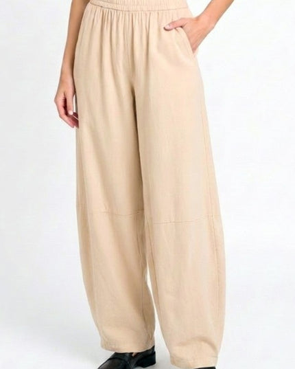 Fiber Linen Hourglass Pants – Elastic Waist Comfort Fit