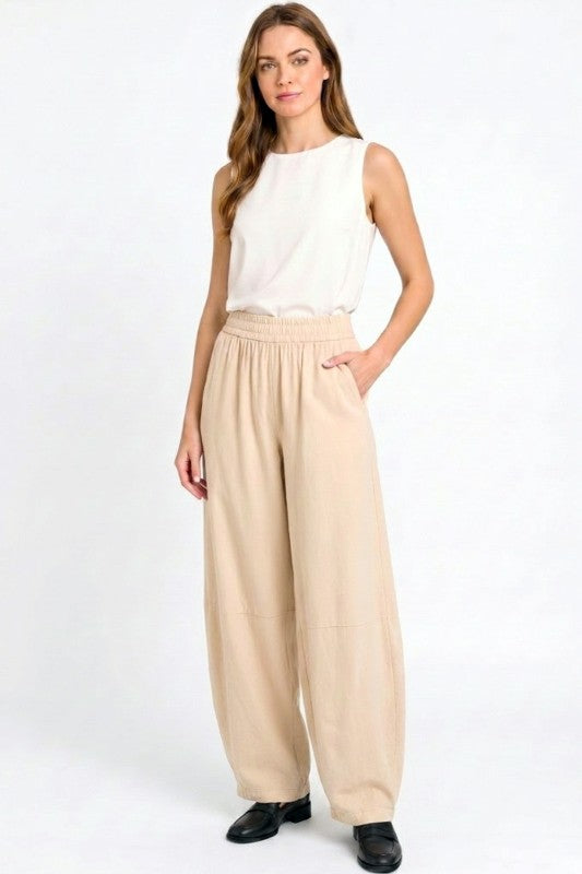 Fiber Linen Hourglass Pants – Elastic Waist Comfort Fit
