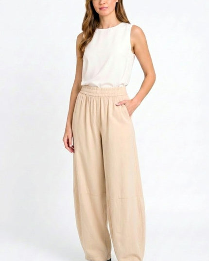 Fiber Linen Hourglass Pants – Elastic Waist Comfort Fit
