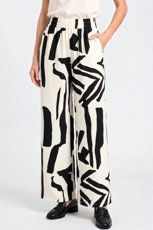 Plus Size Wide Leg Pants – Unique Print Draped Style