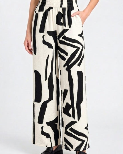 Plus Size Wide Leg Pants – Unique Print Draped Style