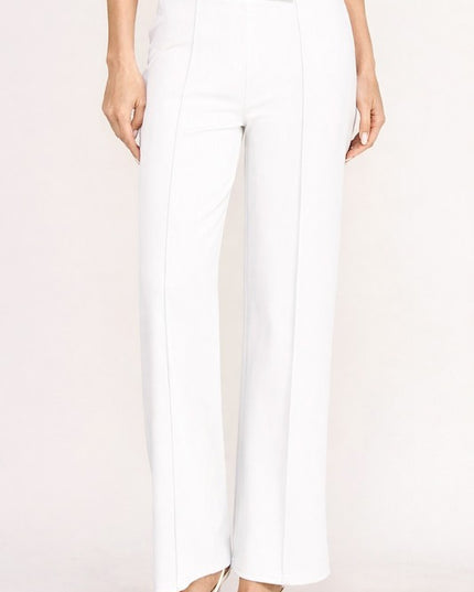YC38 High Rise Pleated Pants – Button Detail Chic Style