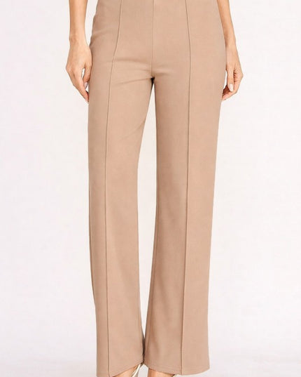 YC38 High Rise Pleated Pants – Button Detail Chic Style