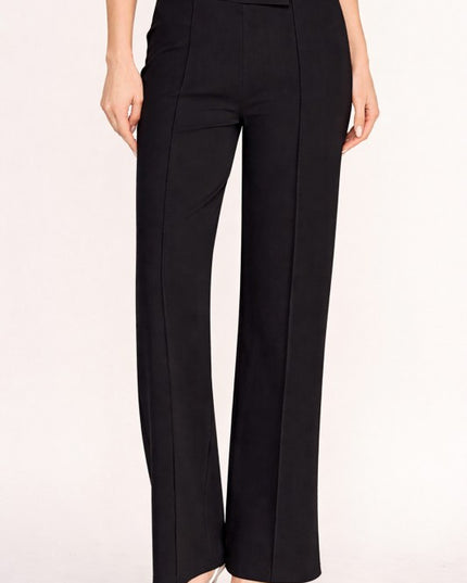 YC38X Plus Size Button-Trimmed – High Rise Pleated Pants