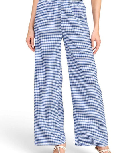 CKK23 Wide Leg Pants – Gingham Print Chic Style