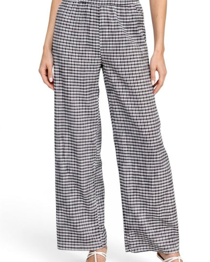CKK23 Wide Leg Pants – Gingham Print Chic Style