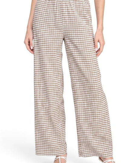 CKK23 Wide Leg Pants – Gingham Print Chic Style