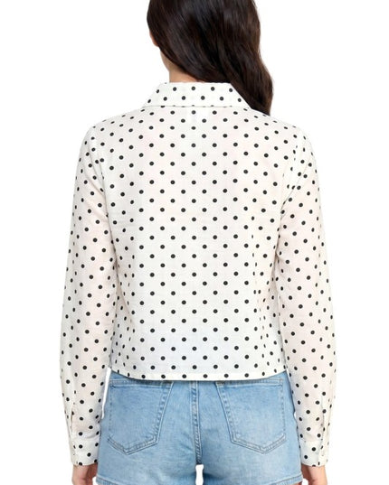 LELIS-902 Polka Dot Button Down Top – Long Sleeve Style