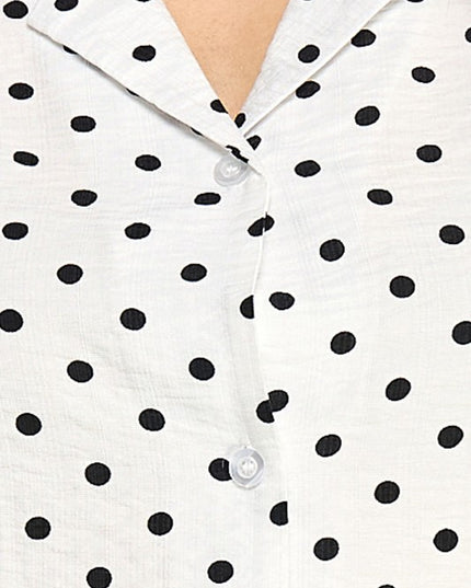 LELIS-902 Polka Dot Button Down Top – Long Sleeve Style