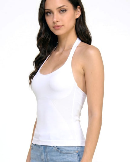 PT86 Seamless Halter Crop Tank – Double Layer Fit