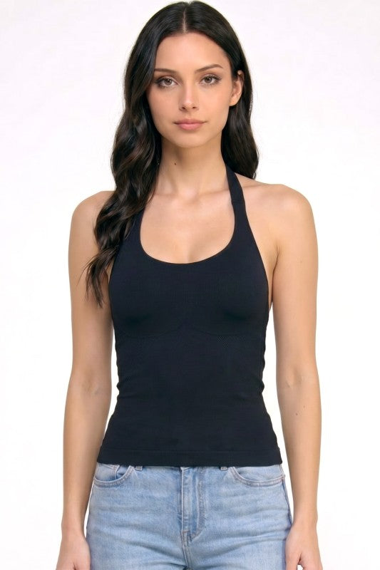 PT86 Seamless Halter Crop Tank – Double Layer Fit