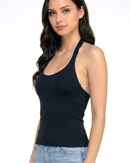 PT86 Seamless Halter Crop Tank – Double Layer Fit