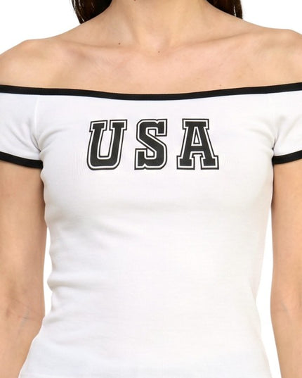 PT81 Off Shoulder Top – USA Graphic Statement Style