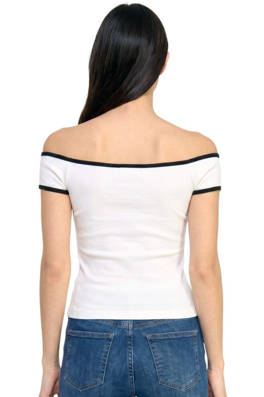 PT81 Off Shoulder Top – USA Graphic Statement Style