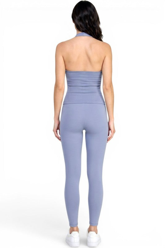 NH301 Active Halter Crop Top & High Waist Yoga Pant Set