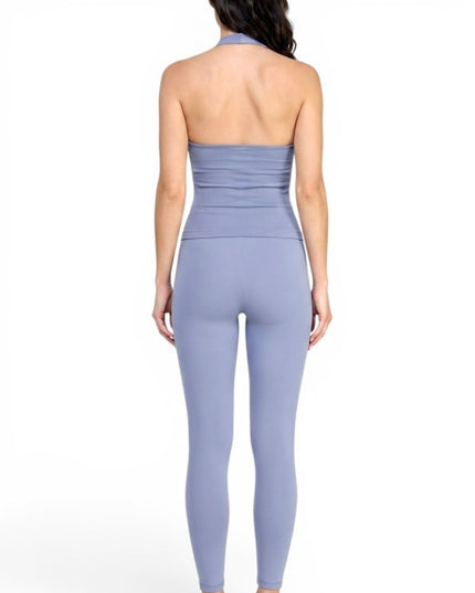 NH301 Active Halter Crop Top & High Waist Yoga Pant Set