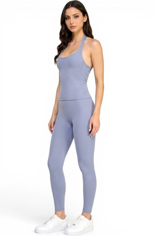 NH301 Active Halter Crop Top & High Waist Yoga Pant Set