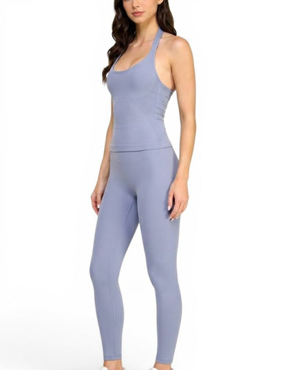 NH301 Active Halter Crop Top & High Waist Yoga Pant Set