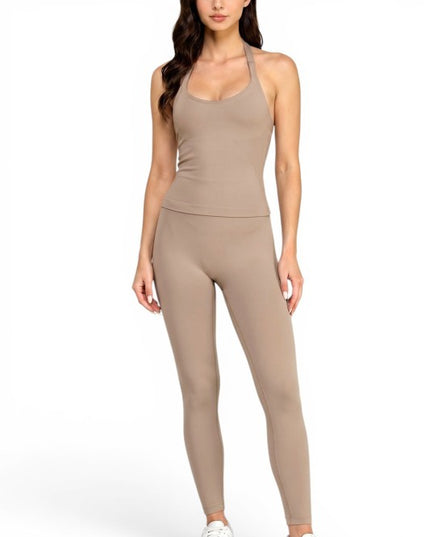 NH301 Active Halter Crop Top & High Waist Yoga Pant Set