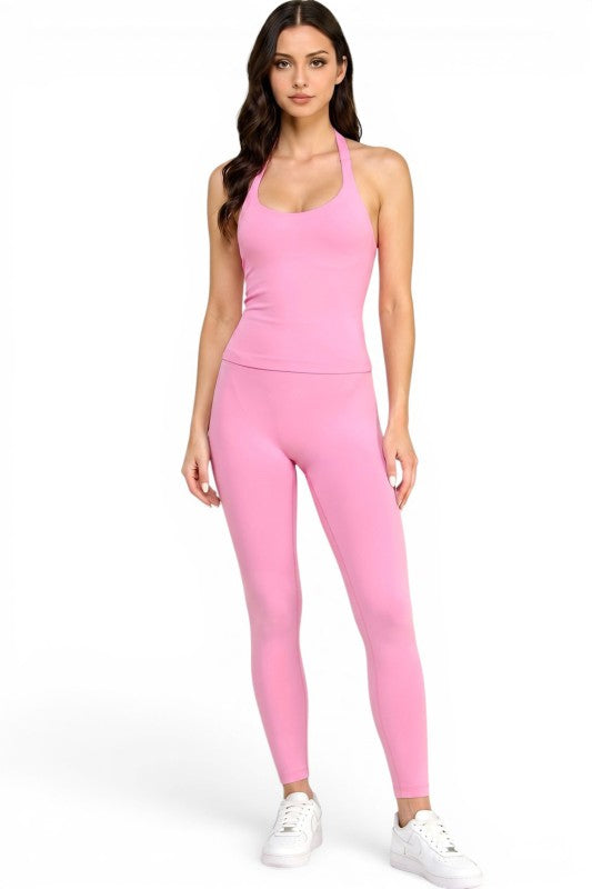 NH301 Active Halter Crop Top & High Waist Yoga Pant Set