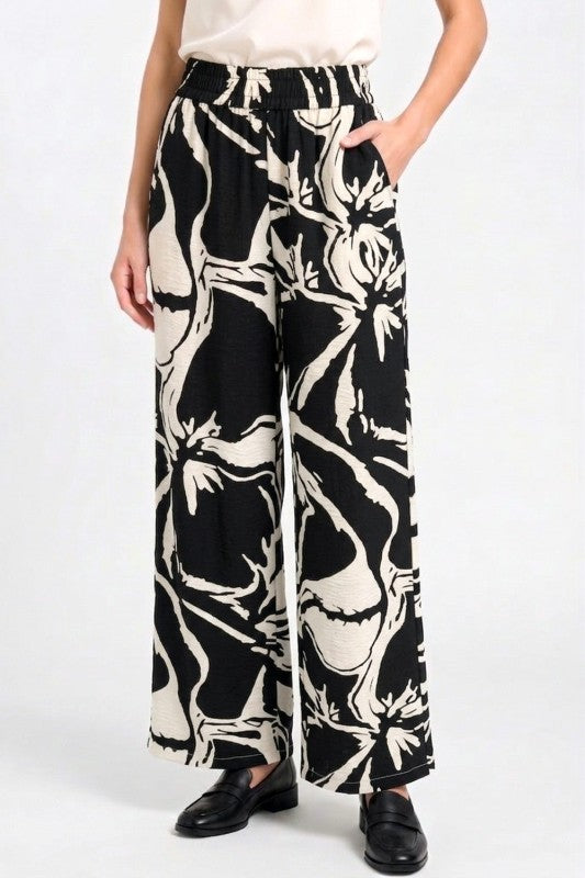 LELIS-18 Unique Print Wide Leg Pants – Modern Statement Style