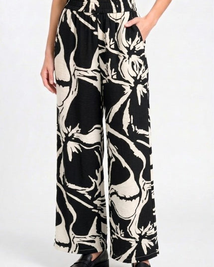 LELIS-18 Unique Print Wide Leg Pants – Modern Statement Style