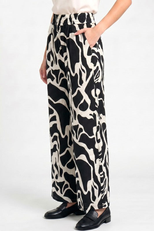 LELIS-17 Printed Wide Leg Pants – Lightweight Comfort Fit